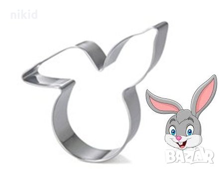 глава заек зайче щръкнало ухо метална форма резец за сладки бисквитки фондан украса