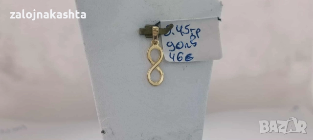 Нова Златна висулка безкрайност-0,45гр/14кр, снимка 4 - Колиета, медальони, синджири - 52156510