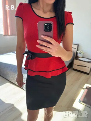 Червено/черна елегантна рокля, М размер, снимка 3 - Рокли - 47736077