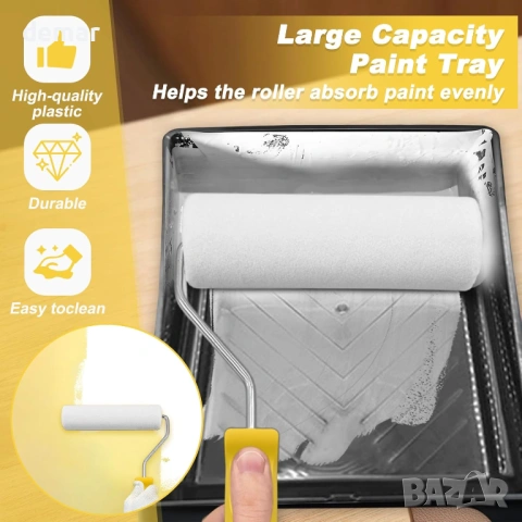 Комплект от 12 части Easy Coater валяци за боядисване с удължител и тава за боядисване, снимка 2 - Бои, лакове, мазилки - 54064369