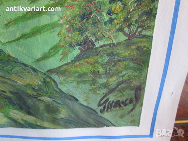 Стара картина,масло,картон, подпис- Танев, 48х37см., снимка 2 - Картини - 29413759