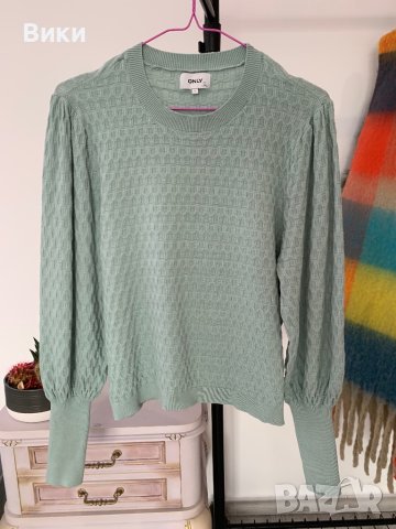 Пуловер цвят мента на Only в размер Л, снимка 2 - Блузи с дълъг ръкав и пуловери - 44407351