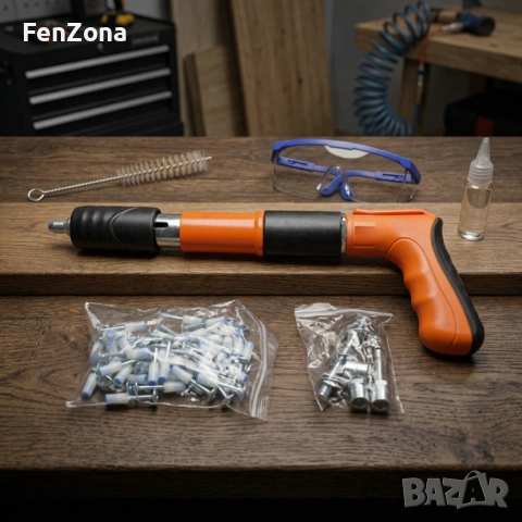 Пистолет за забиване на пирони професионален + 50 броя пирона, снимка 5 - Други инструменти - 54065890