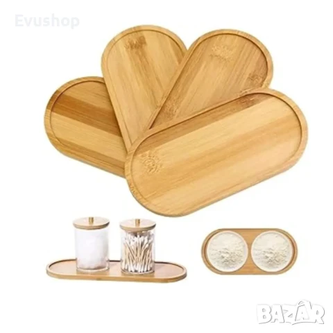 Овална Бамбукова Табла,  Поставка за Оливерник ( 4 бр)