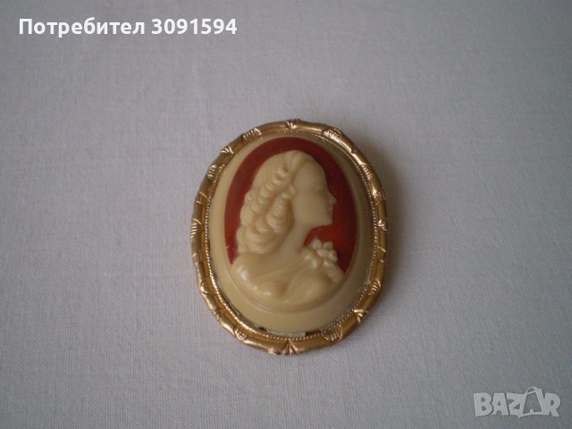 брошка -игла с викторианска жена-камея 