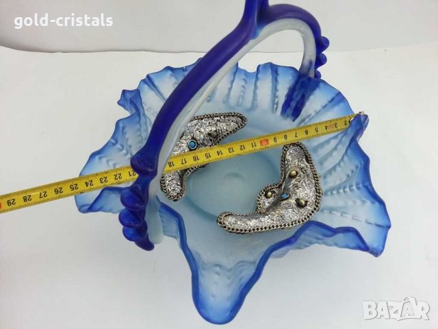 Стъклена купа фруктиера цветно стъкло, снимка 2 - Антикварни и старинни предмети - 29571507