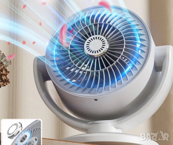 Компактен вентилатор с 3 лопатки от ABS, 10W променлив ъгъл и USB зареждане – идеален за лятно охлаж, снимка 5 - Друга електроника - 52094203