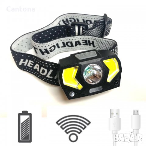 LED челник, фенер за глава, CREE LED + COB CREE LED, СЕНЗОР ЗА ДВИЖЕНИЕ, micro USB, снимка 2 - Къмпинг осветление - 30321213