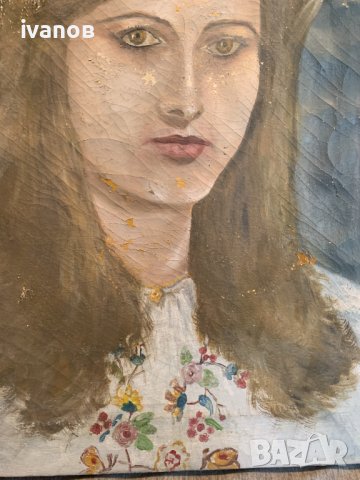 Стара картина .Портрет на Момиче, снимка 4 - Картини - 39865790