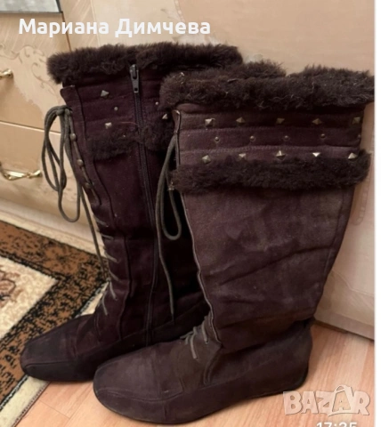Дамски зимни ботуши с топла пухена подплата