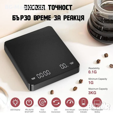 Професионална кухненска електронна везна кантар с таймер за кафе магазин 0.1 точен дигитален кантар, снимка 5 - Везни - 50921738