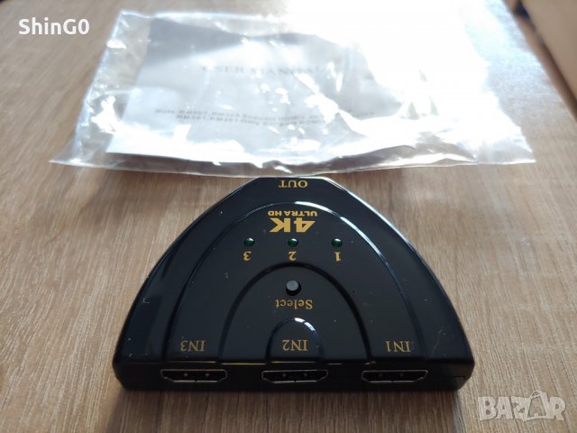 3 портов HDMI сплитер 4k / разделител / адаптер, снимка 3 - Стойки, 3D очила, аксесоари - 39100707