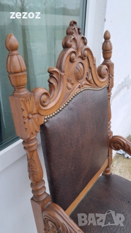 Ретро кресло-трон масив , снимка 3 - Дивани и мека мебел - 53948823