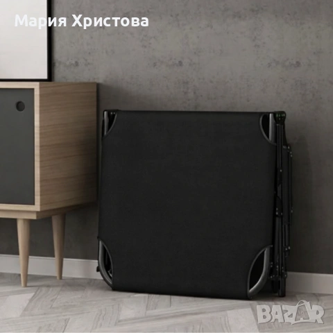 Сгъваемо къмпинг легло и градински шезлонг 2в1, с мек матрак и възглавница, Регулируем, Черен, 180x5, снимка 4 - Други стоки за дома - 53931810