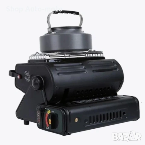 Комплект газов котлон и печка 2 в 1 с бутилка Automat, пиезо запалване – черен, снимка 8 - Газови котлони - 41947607