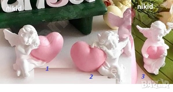 3d ангел със сърце 3 вида силиконов молд форма фондан гипс свещ декор 