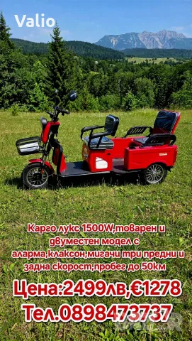 Електрическа триколка товарна карго лукс, снимка 5 - Мотоциклети и мототехника - 55720235