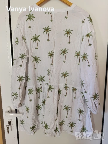 H&M бяла рокля с палми, снимка 4 - Рокли - 50753340