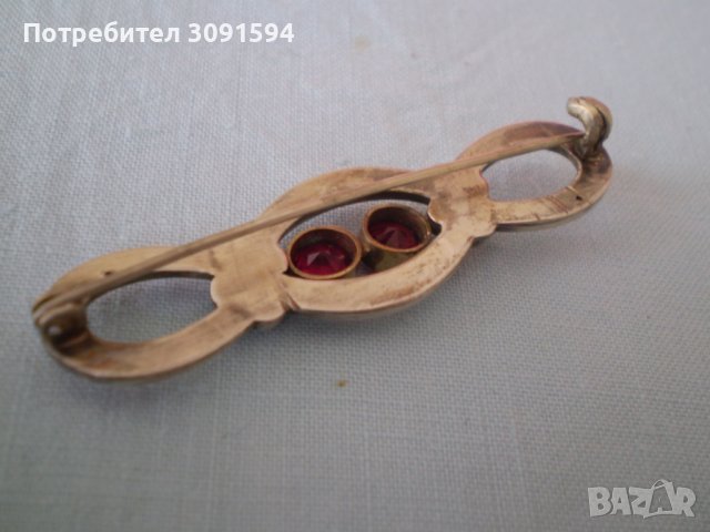 сребърна брошка с рубини арт деко 1930г, снимка 8 - Антикварни и старинни предмети - 36891908