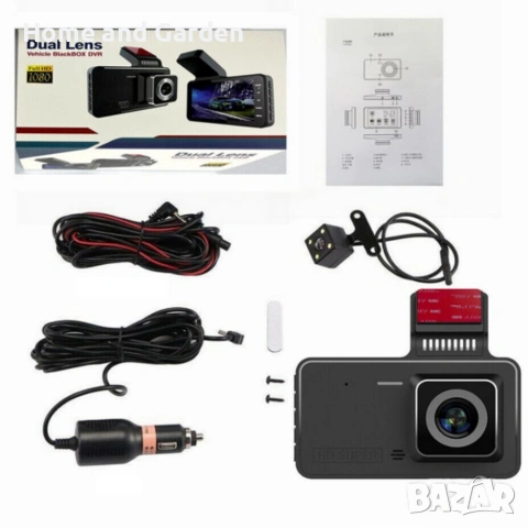 Видеорегистратор DUAL LENS FULL HD 1080 с 3 камери и нощно виждане, снимка 8 - Друга електроника - 53947813