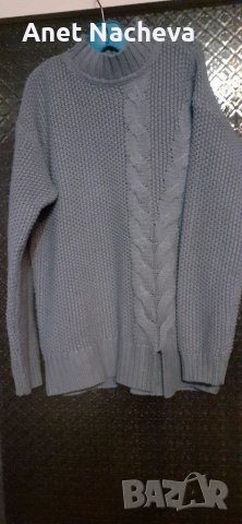 Пуловер дамски морско синьо  на релефни фигури , снимка 1 - Пуловери - 40012809