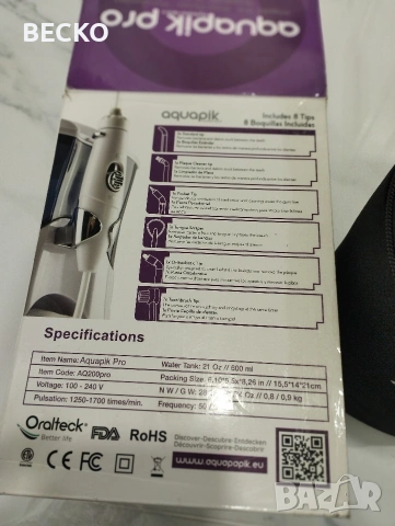 Зъбен душ Aquapik Pro, снимка 4 - Други - 53222737