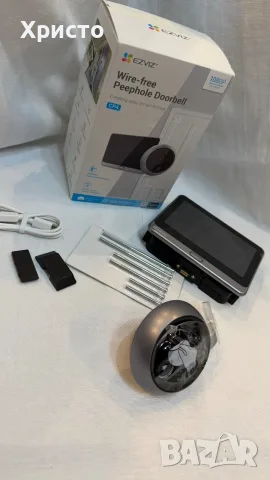 EZVIZ CP4 WLAN Video Doorbell with 166° Wide Angle, PIR Sensor, 2 MP Door Viewer Camera, with 4.3 In