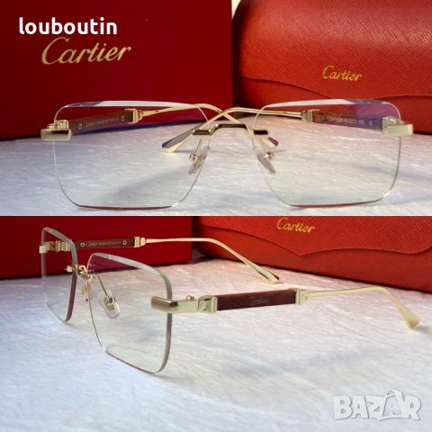 Cartier мъжки слънчеви очила с дървени дръжки диоптрични рамки