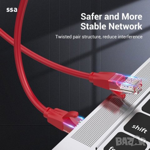 Vention Кабел LAN UTP Cat.6 Patch Cable - 2M Red - IBERH, снимка 2 - Кабели и адаптери - 44231377
