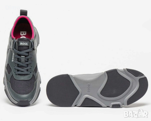 Мъжки кожени спортни обувки Boss Asher с мрежести детайли , снимка 4 - Маратонки - 54236596