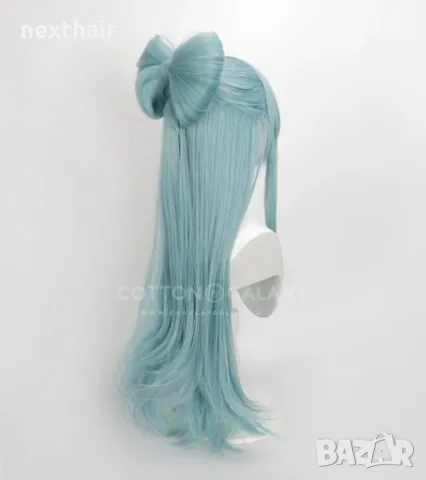 Висококачествена аниме перука Genshin Impact Yumemizuki Mizuki в ментово зелено, снимка 5 - Аксесоари за коса - 50309379