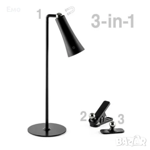 LED магнитна лампа - Flexy, 3v1, 3W, 4000К, Бяла, черна, снимка 17 - Настолни лампи - 48617173