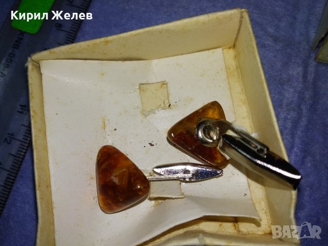 СТАРИ РУСКИ КЕХЛИБАРЕНИ РЕТРО БУТОНЕЛИ за РЪКАВЕЛИ с НАТУРАЛЕН БАЛТИЙСКИ КЕХЛИБАР и КУТИЙКА 34625, снимка 14 - Антикварни и старинни предмети - 40690183