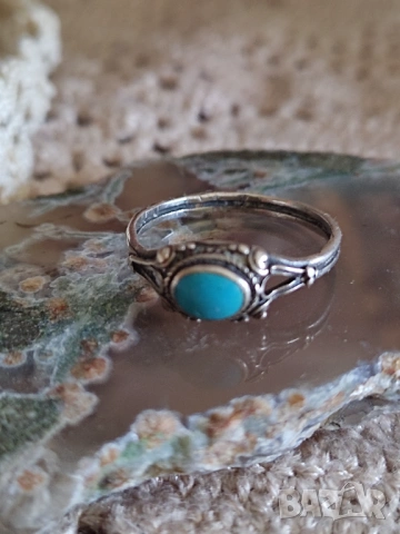 Стар сребърен пръстен с тюркоаз