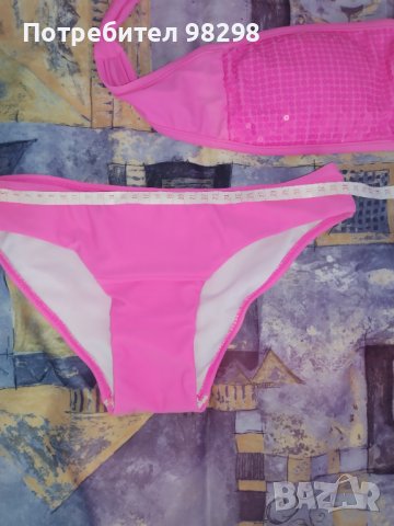 Ново! Страхотен розов бански с пайети размер С, снимка 5 - Бански костюми - 37092541