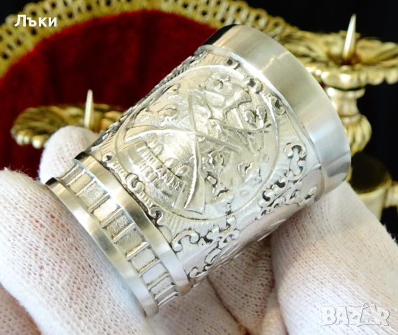 Калаени чаши за ракия Ангел,Тръбач,Пушки. , снимка 9 - Антикварни и старинни предмети - 54305747