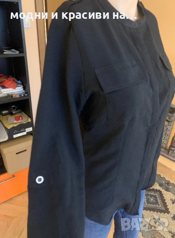 Елегантна черна риза Calvin Klein, размер XS/S, снимка 4 - Ризи - 53135287