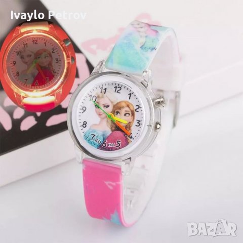Елза Ана Frozen Замръзналото кралство Светещ детски ръчен часовник, снимка 3 - Детски - 38084409