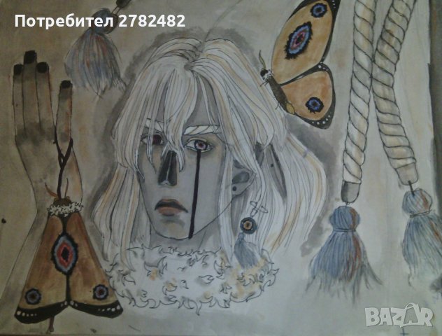 Рисунки с акварел, цветни моливи, тънкописец, снимка 3 - Картини - 37821412