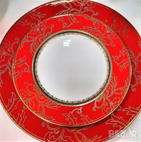 Червени чинии от костен порцелан YoLiSa