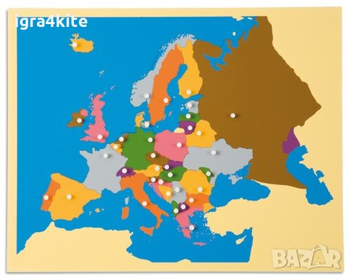 Монтесори пъзел Дървена карта на Европа със всички държави ВСИЧКИ ДЪРВЕНИ ИГРАЧКИ, снимка 10 - Образователни игри - 32027830