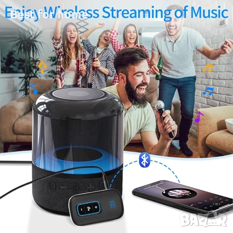  Bluetooth стерео адаптер с LED дисплей за автомобил, домашна система и др., снимка 3 - Други - 51309530