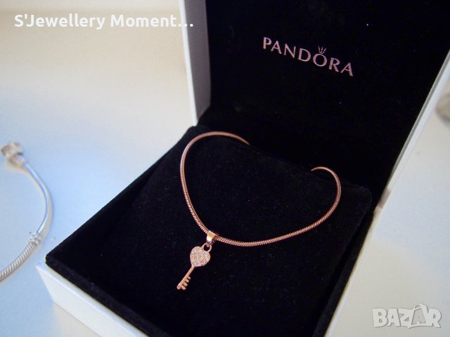 Pandora розово злато колие с висулка ключе, снимка 4 - Колиета, медальони, синджири - 38206051