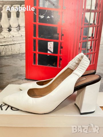 Обувки Kiomi блок ток бели естествена кожa, снимка 6 - Дамски обувки на ток - 39230061