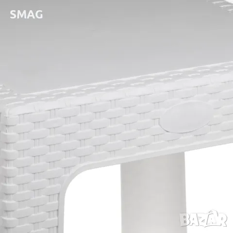 Помощна Маса за Тераса Пластмаса Бял Ратан 48x48x41см S_1247874, снимка 3 - Маси - 50048042