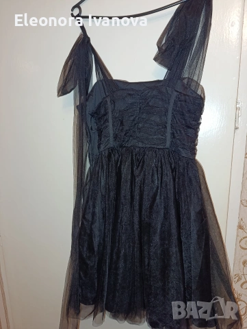 Черна ефирна рокля в С размер , снимка 2 - Рокли - 53020785