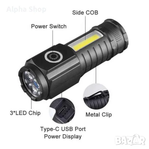 Супер мощно USB LED фенерче, снимка 5 - Друга електроника - 48524205