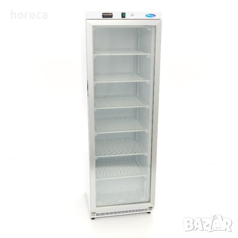 Фризер 400л - 6 Фиксирани рафта и стъклена врата /Бял/