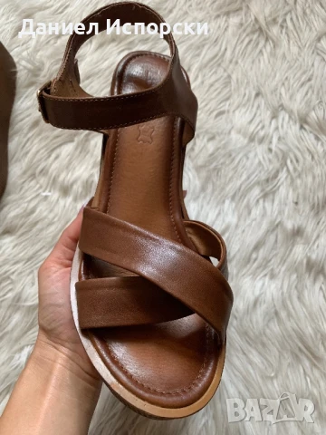 Кафяви сандали естествена кожа, снимка 2 - Сандали - 50866554