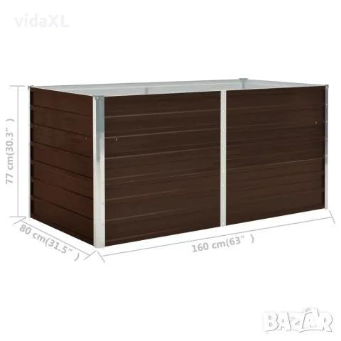 vidaXL Повдигната леха, кафява, 160x80x77 см, поцинкована стомана, снимка 8 - Саксии и кашпи - 56147588